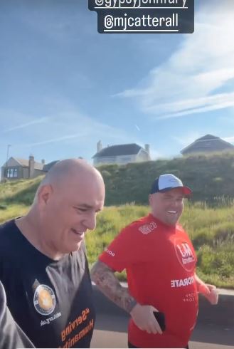 Tyson Fury butchers two training sessions, before going on a run with dad John to keep Brit fit during retirement