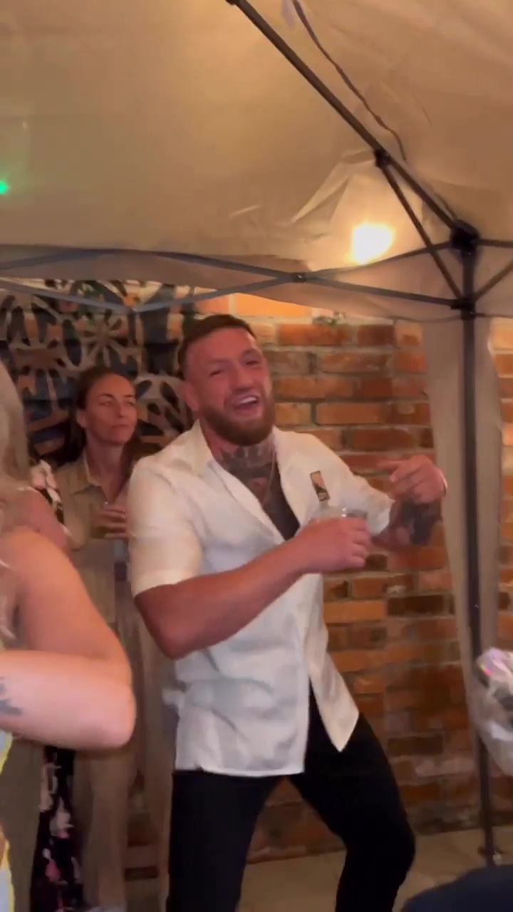 Conor McGregor party in the smoking area at his Black Forge Inn, as UFC star dances with whiskey before returning
