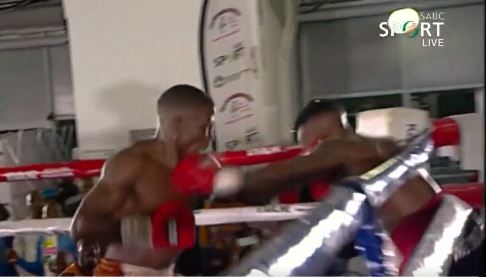 Amazing moment when Simiso Buthelezi, a South African boxer, punches an invisible opponent before being put in an induced coma