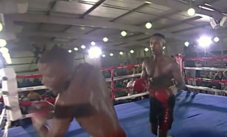 Amazing moment when Simiso Buthelezi, a South African boxer, punches an invisible opponent before being put in an induced coma