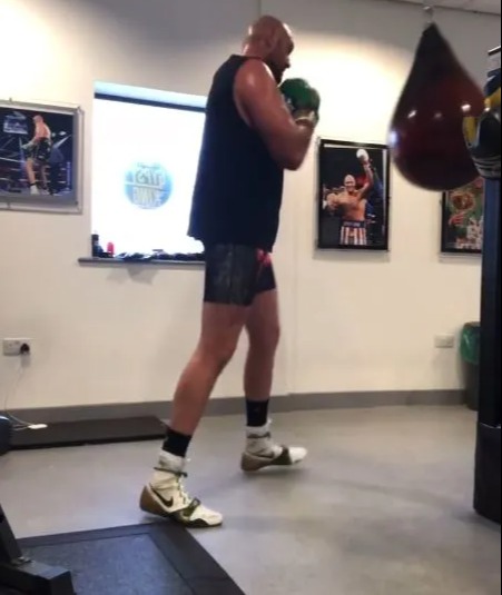 You've got one more - Tyson Fury's fans beg him to get out of retirement and show off his boxing skills with punch bag