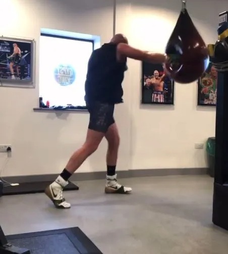 You've got one more - Tyson Fury's fans beg him to get out of retirement and show off his boxing skills with punch bag