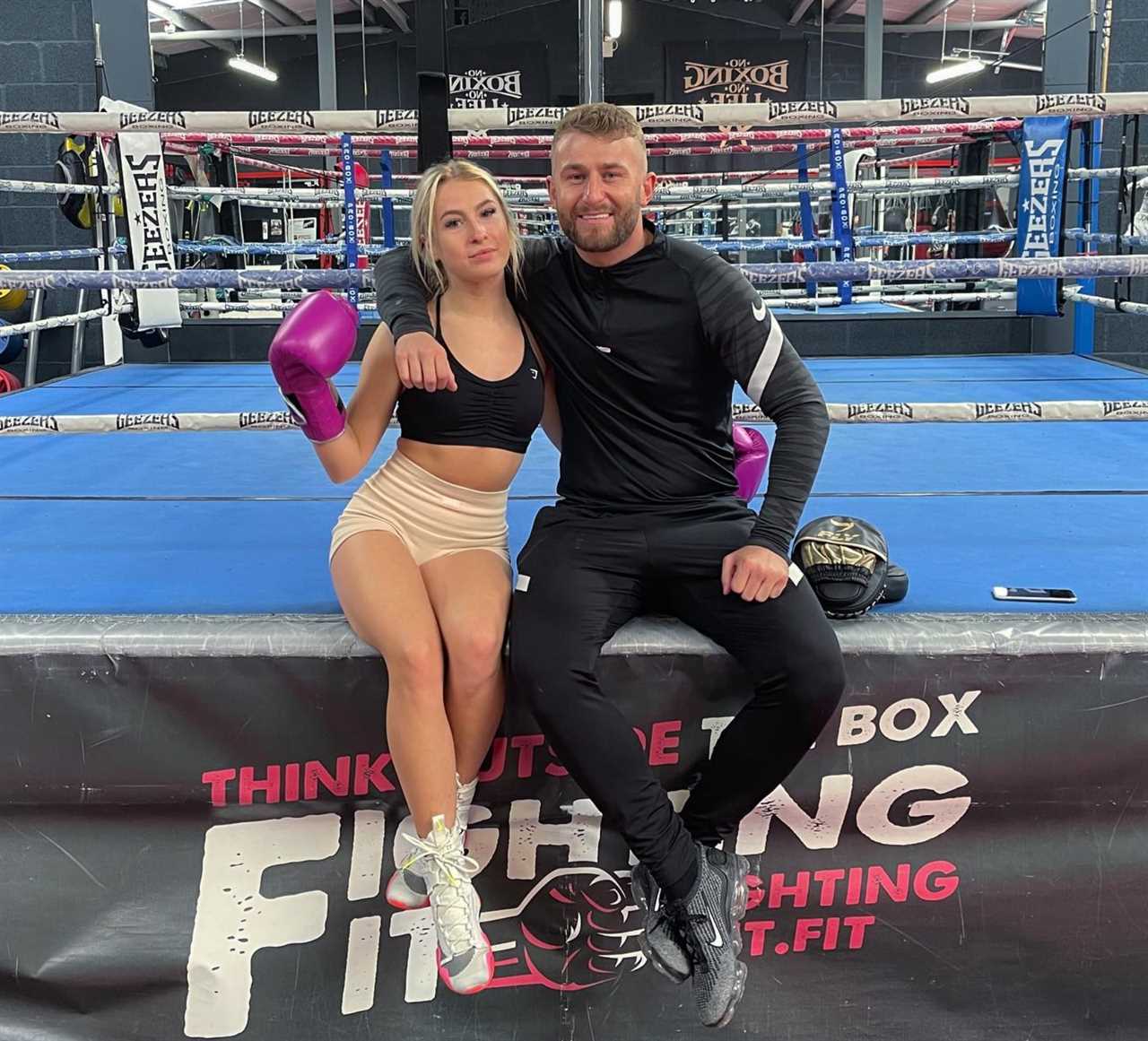 Astrid Wett and Elle Brooke, models for OnlyFans, trade blows in advance of a boxing fight. Brooke mocks her rival with COFFIN