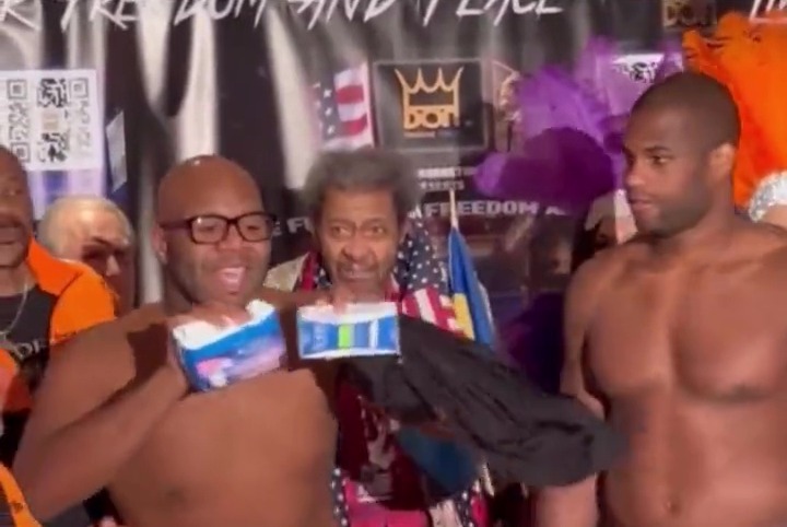 Daniel Dubois ridicules Trevor Bryan with SANITARY TOWELS during weigh-in. Brit vows that he will destroy the'soft face of his rival