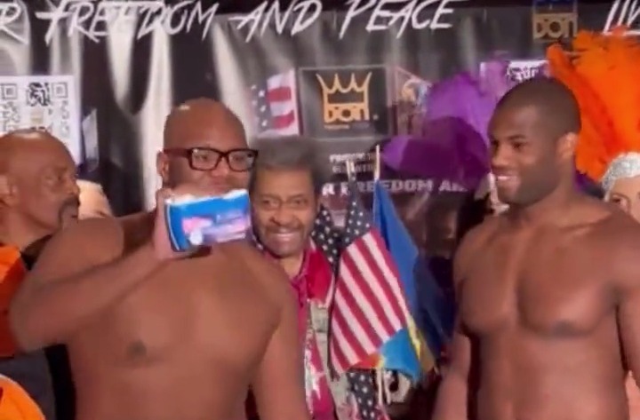Daniel Dubois ridicules Trevor Bryan with SANITARY TOWELS during weigh-in. Brit vows that he will destroy the'soft face of his rival