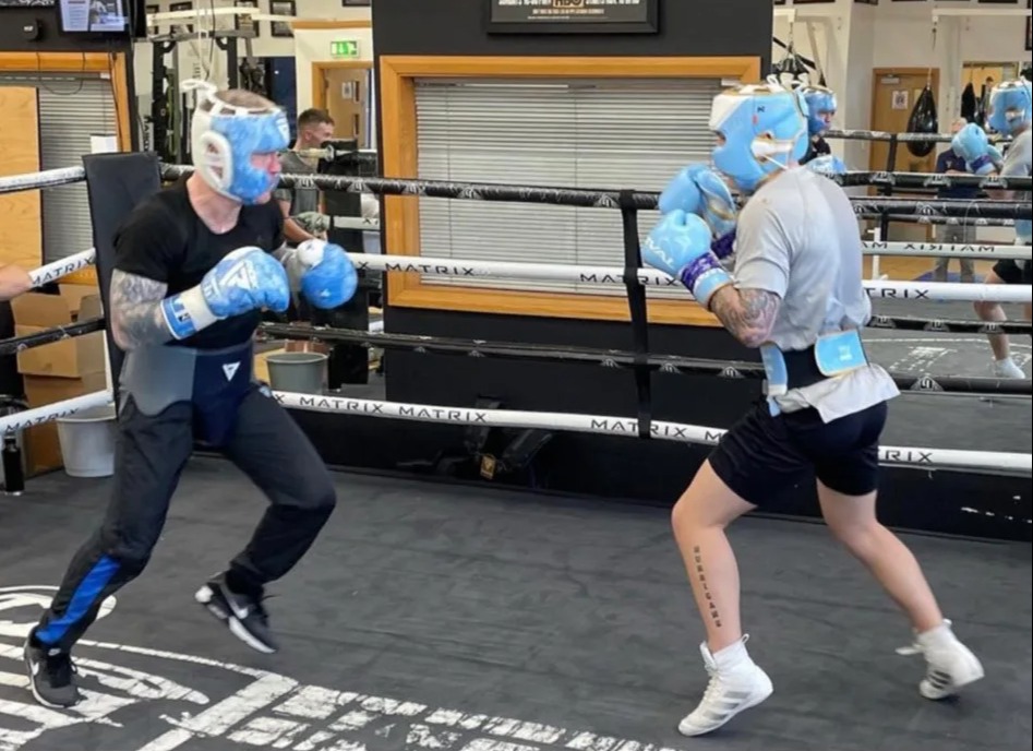 Very emotional day - Ricky Hatton and son Campbell spar as proud father prepares for Barrera's ring return