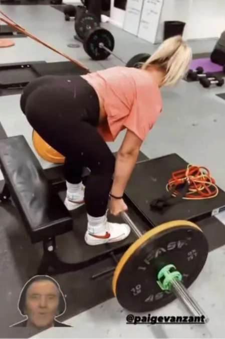 Paige VanZant trains in the gym to prepare for her BKFC bout. She also tries to get jacked