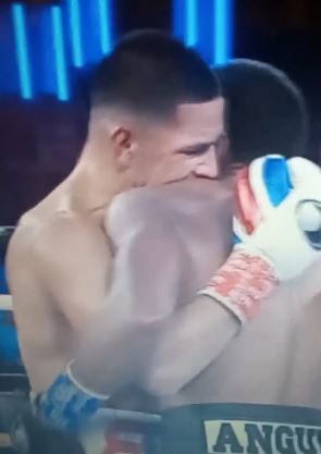 Moment Berlanga tries to BITE opponent Angulo’s ear and then admits after fight ‘I was about to do a Mike Tyson on him’