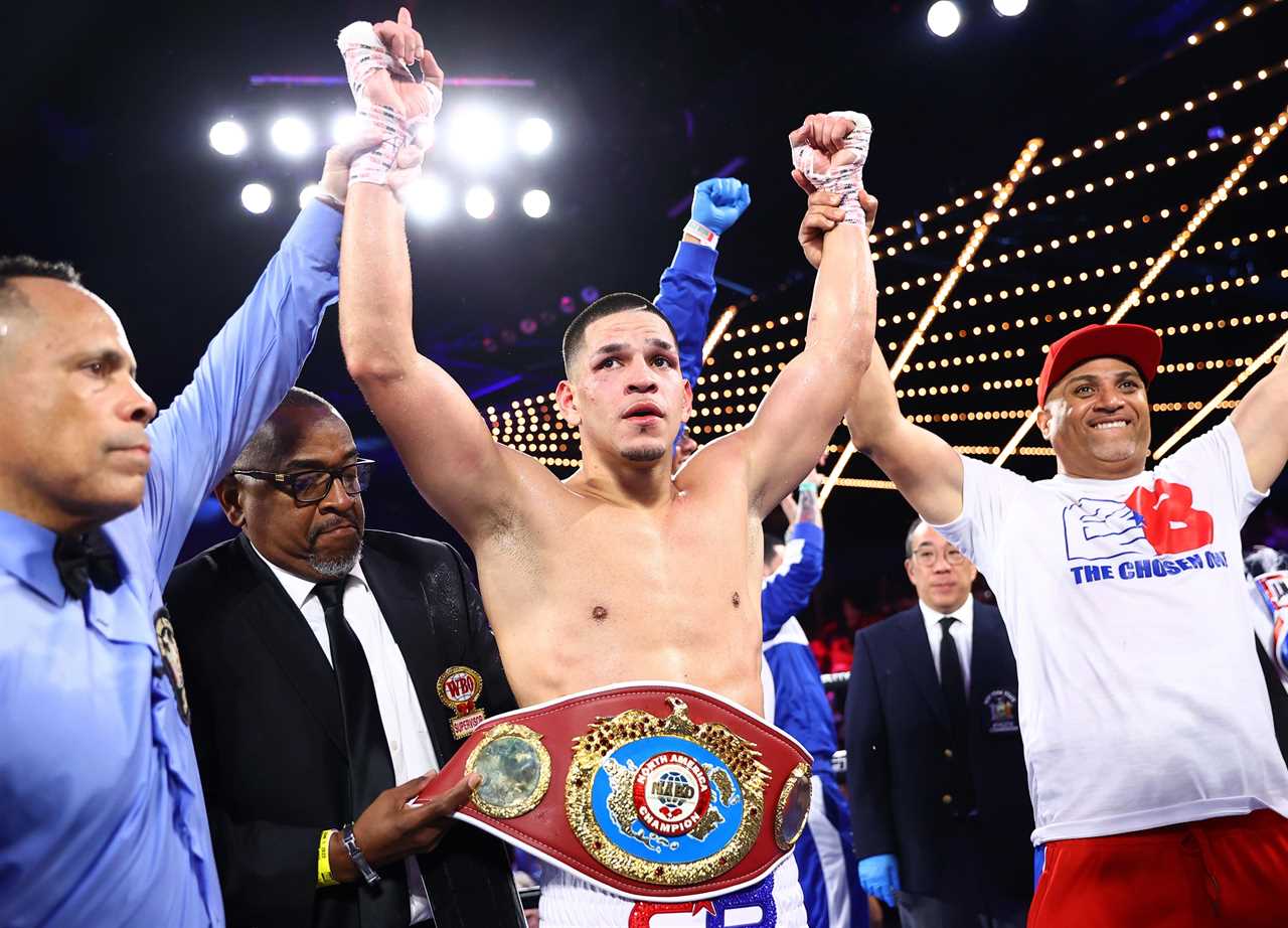 Moment Berlanga tries to BITE opponent Angulo’s ear and then admits after fight ‘I was about to do a Mike Tyson on him’