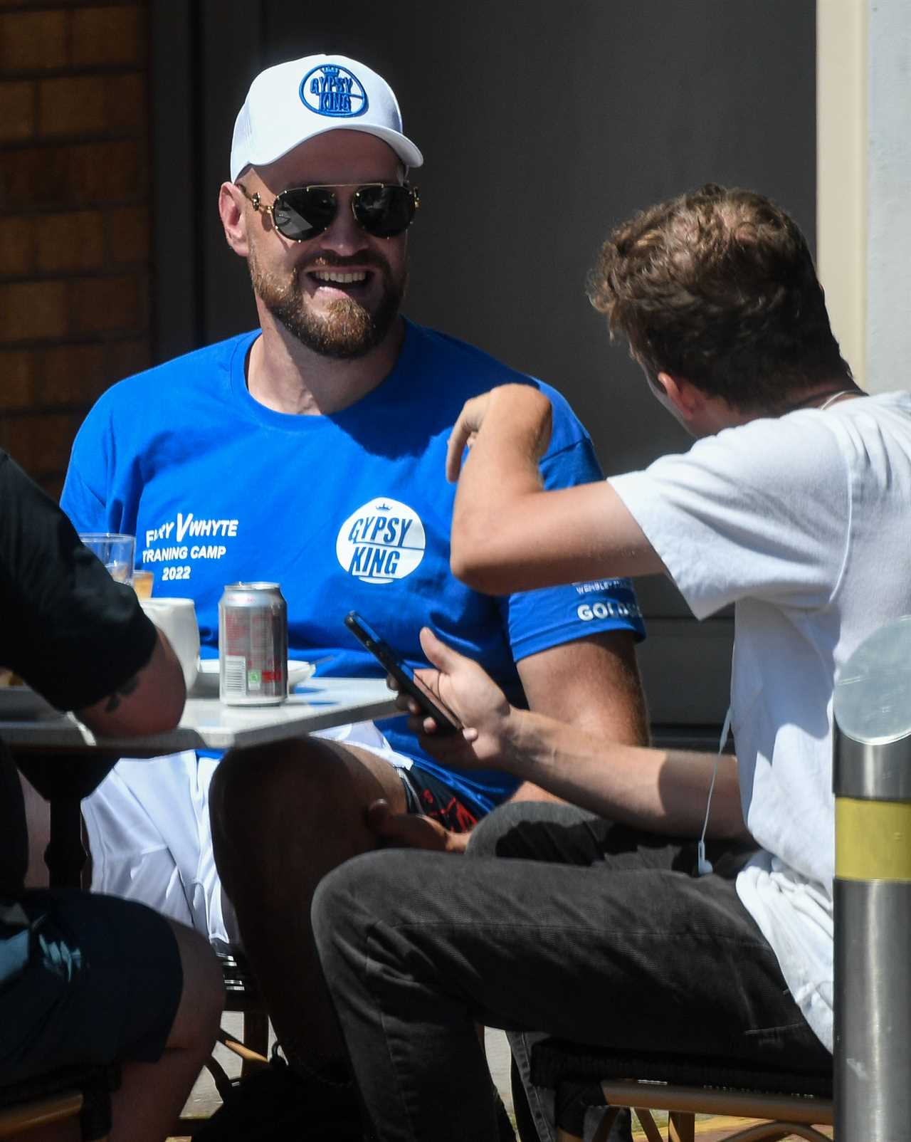 Tyson Fury eats lunch after a day of filming, before getting into a PS250k Ferrari amid talk about a return to boxing