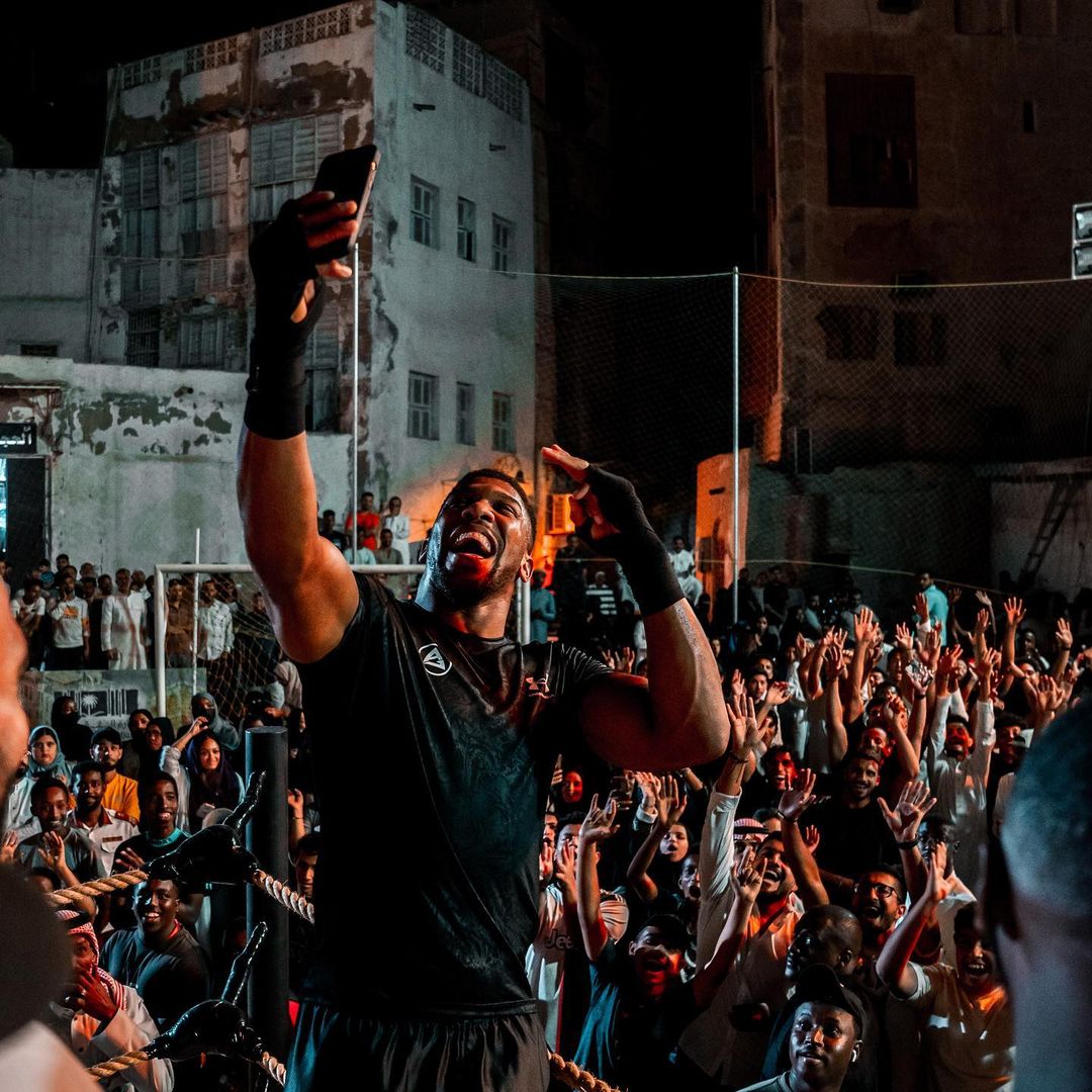 Anthony Joshua's physique is still impressive with just two months to go before he fights. Brit displays his skills in Saudi Arabia