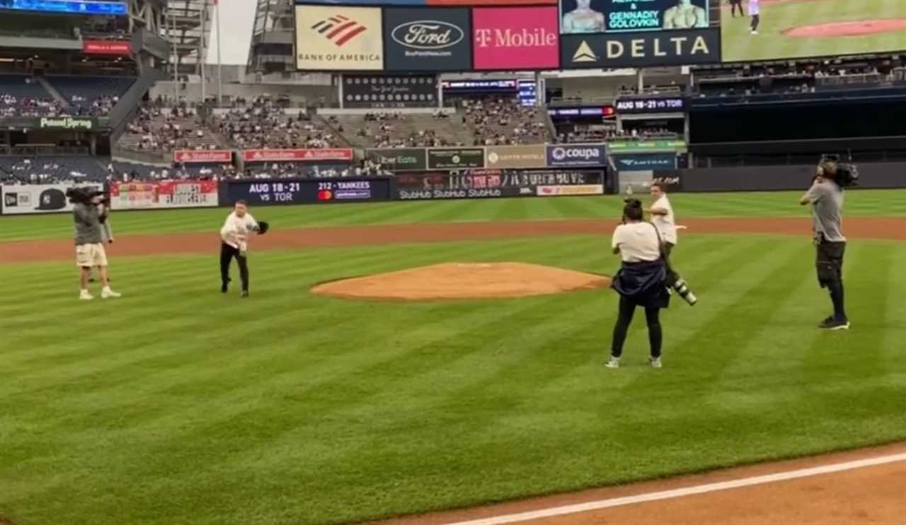 This rivalry is legendary - Canelo and GGG face off as they throw the first pitch at Yankee Stadium