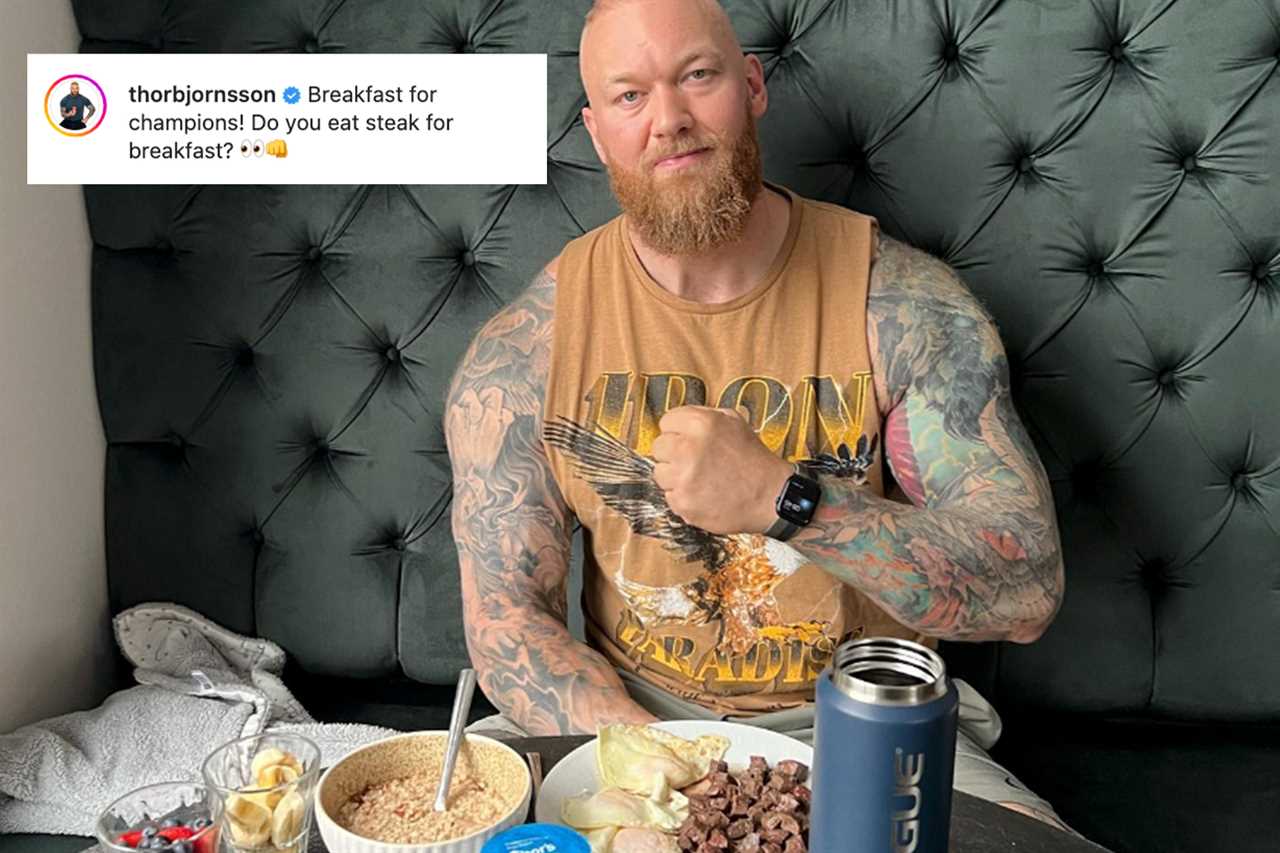 Hafthor Bornsson shows off a 'breakfast of champions', including STEAK, as Tyson Fury continues to be called out