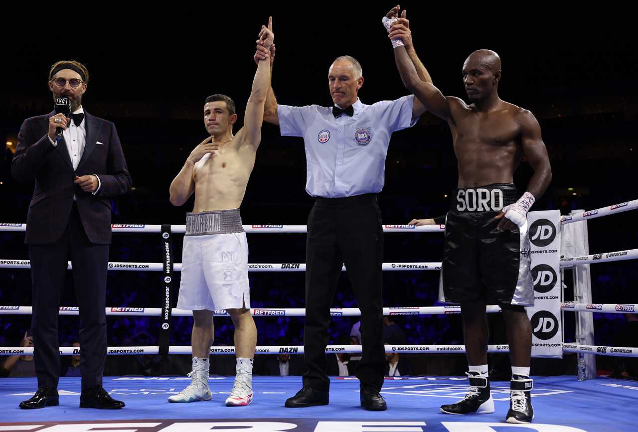 Michel Soro, boxer, suffers horror cut after a head clash with Israil madrimov causes their fight in controversy AGAIN