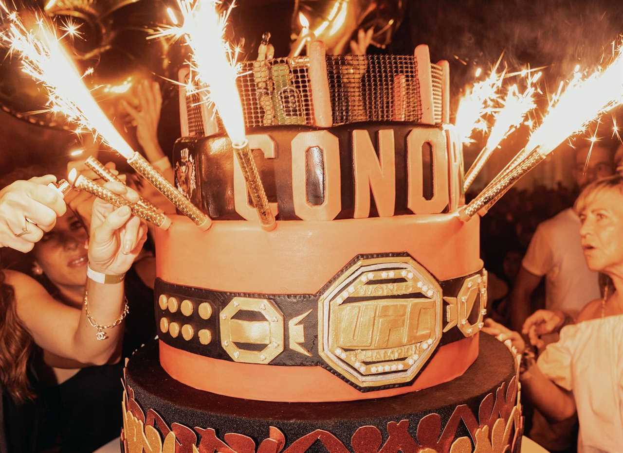 Conor McGregor celebrated his 34th birthday with a lavish bash that included a stunning fiancee and an incredible UFC octagon cupcake
