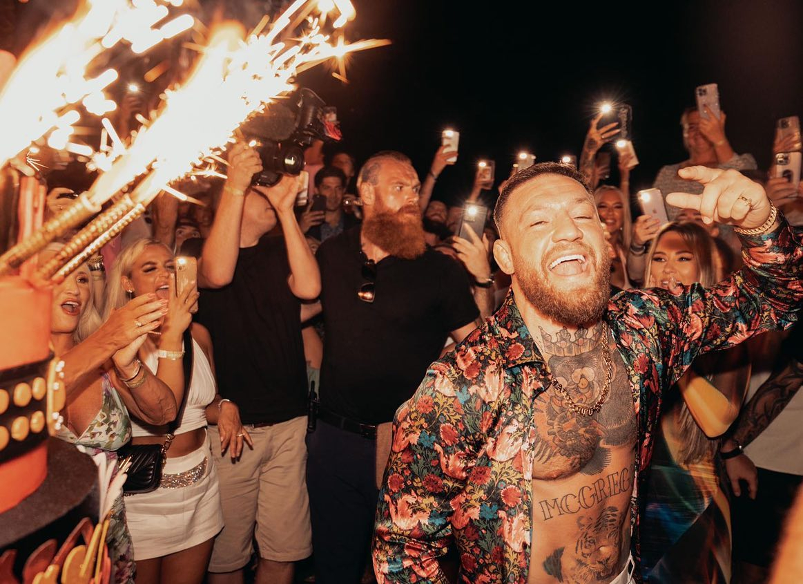 Conor McGregor celebrated his 34th birthday with a lavish bash that included a stunning fiancee and an incredible UFC octagon cupcake