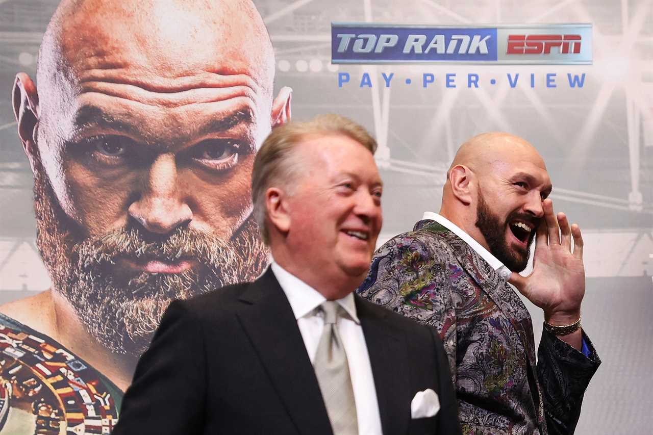 CONFIRMS promoter Tyson Fury talks about Tyson Fury returning against the winner between Anthony Joshua & Oleksandr Usyk in the rematch
