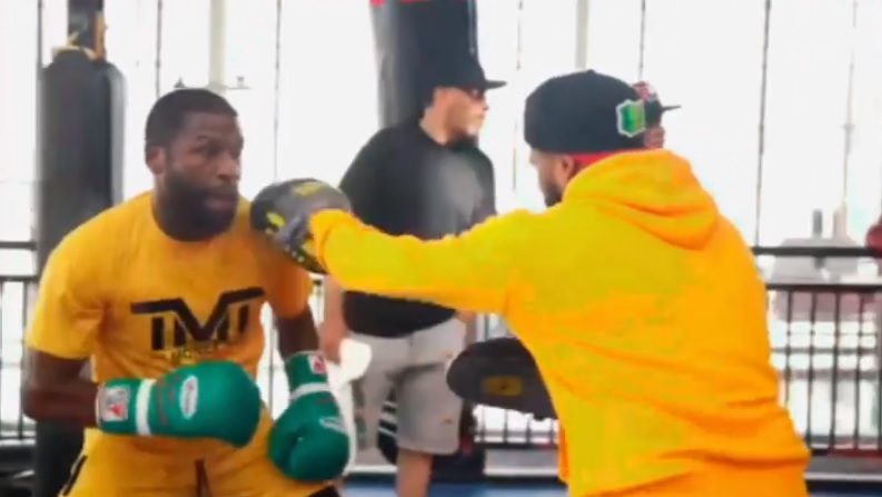 Floyd Mayweather, 45 shows off his amazing hand speed amid rumors that the boxing legend will defend his 50-0 record