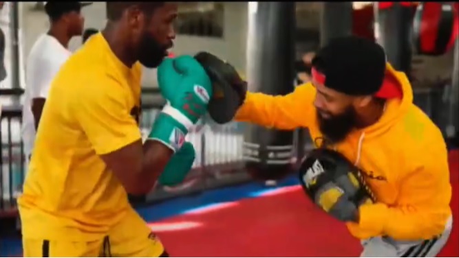 Floyd Mayweather, 45 shows off his amazing hand speed amid rumors that the boxing legend will defend his 50-0 record