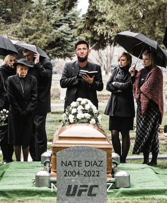 Khamzat Chimaev issues a dire warning about Nate Diaz's future with a funeral image