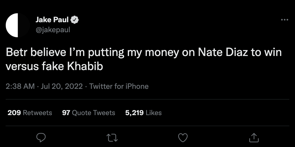 Jake Paul put all his money on Nate Diaz for shocking win over Khamzat Chumaev at UFC 279.