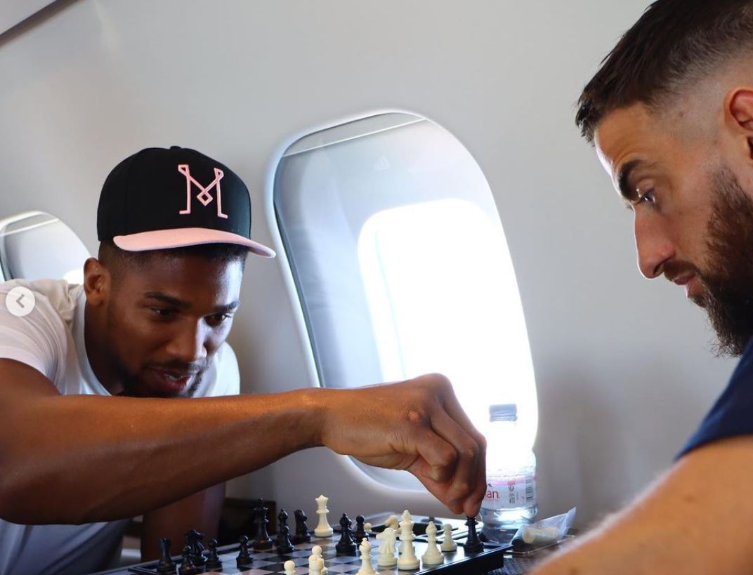 Anthony Joshua's Saudi camp in Saudi Arabia for Usyk Rematch after Private Jet Flight. Includes chess matches, tennis workouts, and more