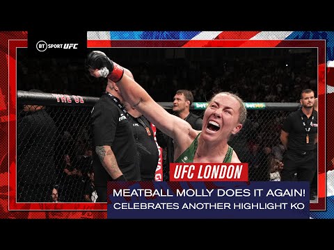 It's again Meatball Molly McCann! Another highlight knockout is celebrated by her! UFC London