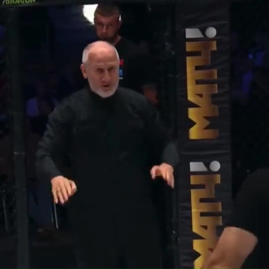 Watch as Dana White, chief of UFC, storms the cage and disqualifies fighters.