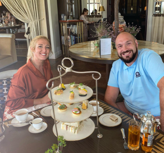 Tyson Fury and Paris go to tea for two at a swanky restaurant. Brit continues to enjoy retirement.