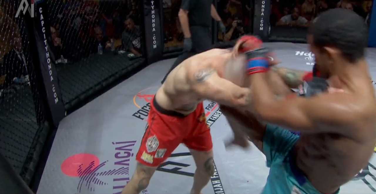 After taking a brutal knee at A1 Combat 4 in Atlanta, MMA star Blake Perry suffered a horrendous bent nose.