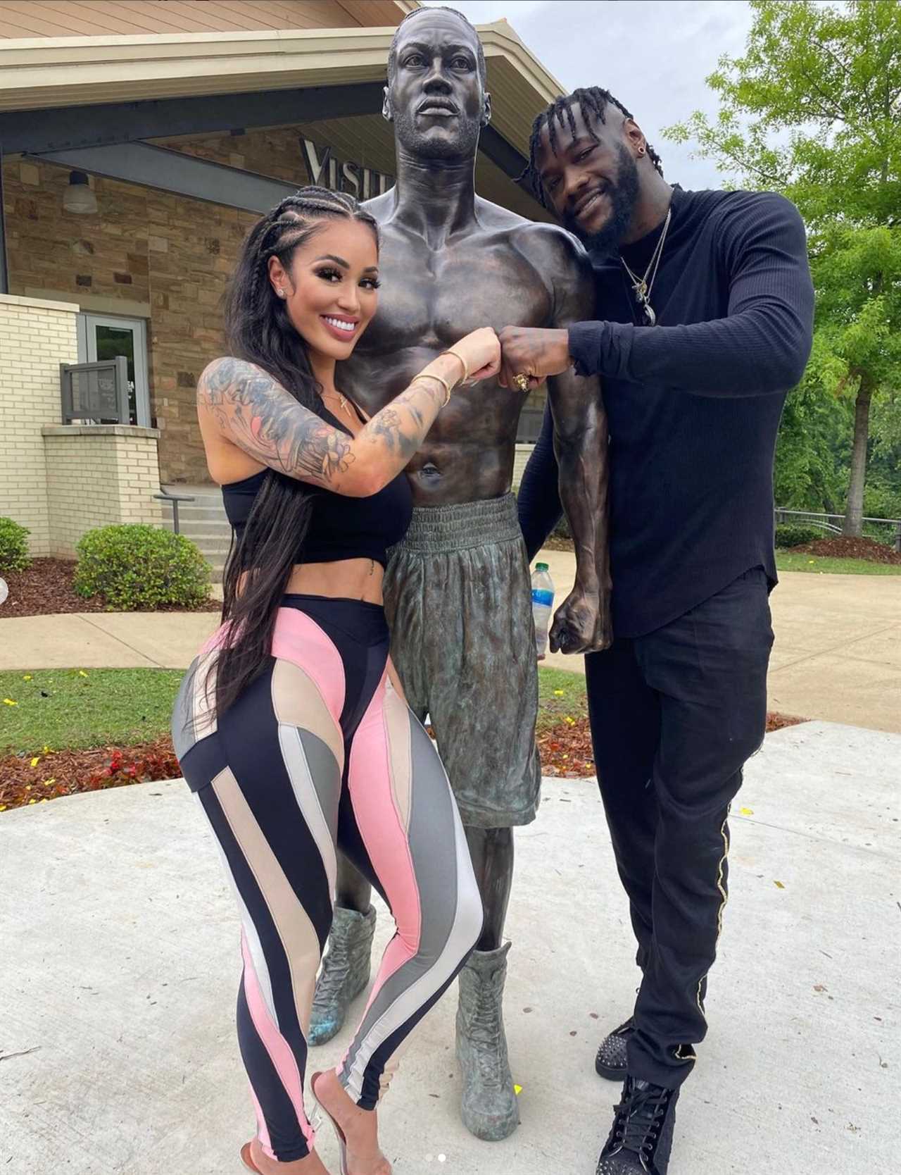Telli Swift, Deontay Wilder's girlfriend, was moved after the boxer revealed his own statue