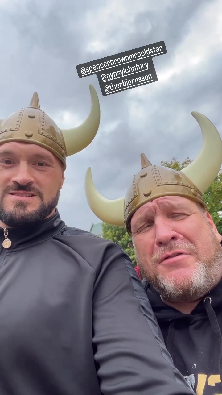 Tyson Fury and father John mock Games of Thrones' Thor Bjornsson during fight talks by dressing in Viking hats from Iceland