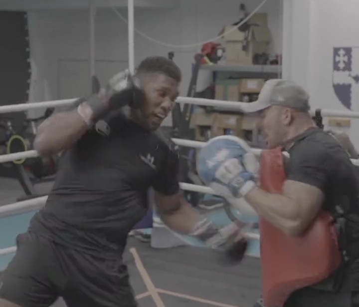 Watch Anthony Joshua's incredible speed and body shots during training for Oleksandr Uzyk rematch