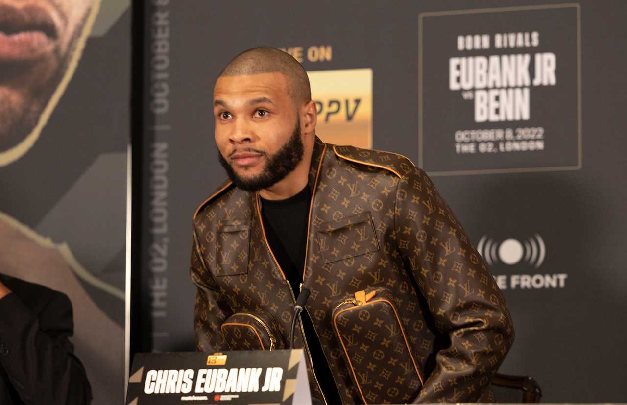 PICTURED: Chris Eubank Jr wears a $10,000 Floyd Mayweather-style Louis Vuitton jacket to the first Conor Benn press conference