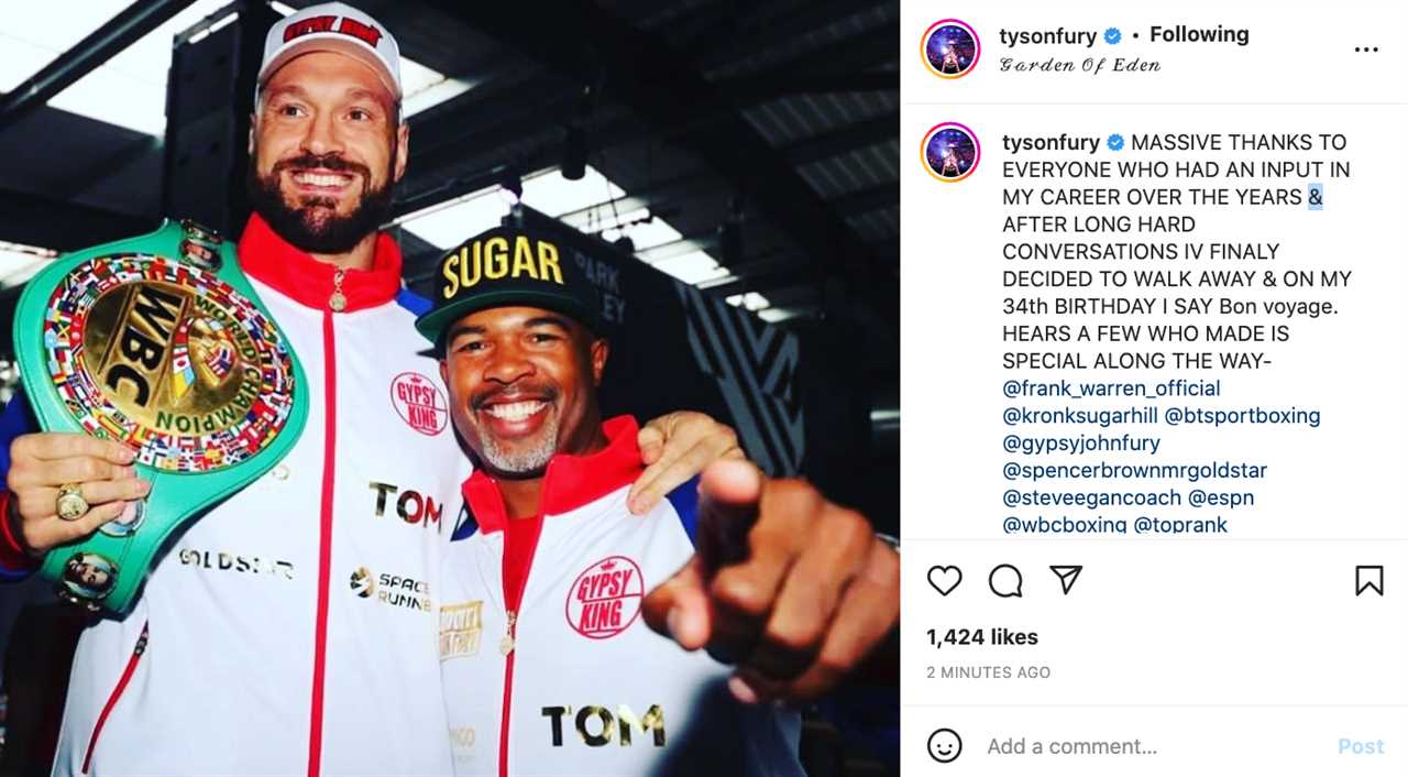 Tyson Fury makes another U-turn in retirement as the Brit legend walks away from boxing despite his announcement of return TWO DAYS AGO