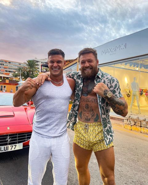 Conor McGregor and Rob Lipsett, Love Island's star, hang out in Majorca while UFC star relaxes during a family holiday