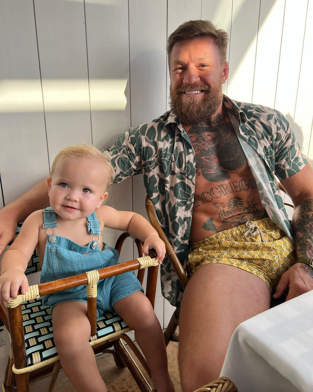 Conor McGregor and Rob Lipsett, Love Island's star, hang out in Majorca while UFC star relaxes during a family holiday