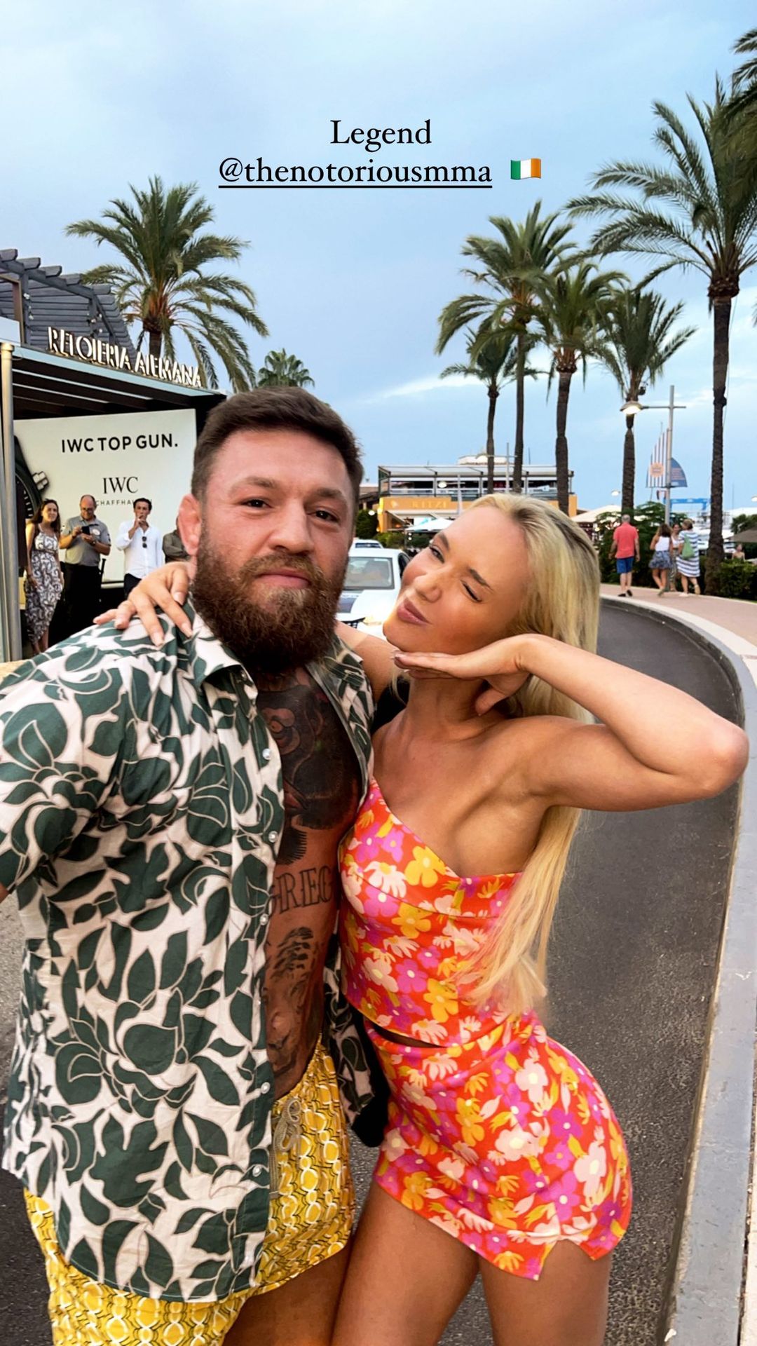 Conor McGregor and Rob Lipsett, Love Island's star, hang out in Majorca while UFC star relaxes during a family holiday