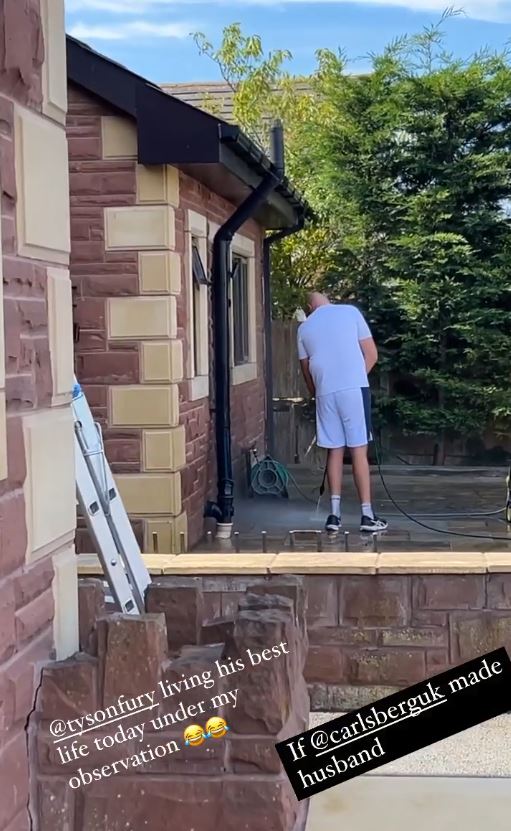 If Carlsberg made husbands - Watch Tyson Fury, a retired Tyson Fury, pressure wash his driveway in order to leave Paris gushing
