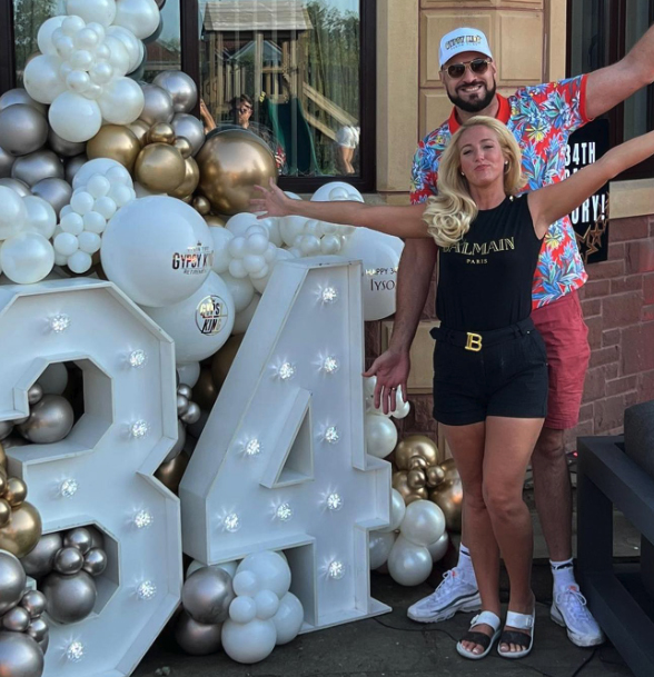 Tyson Fury's movie-night-themed birthday and retirement party featuring giant screen, red carpet, and popcorn machine