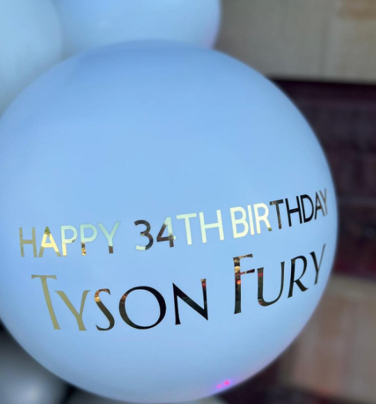 Tyson Fury's movie-night-themed birthday and retirement party featuring giant screen, red carpet, and popcorn machine