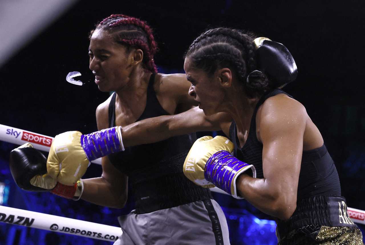 Watch the history-making female boxer Ramla Ali win a brutal first round KO against Oleksandr Usyk.