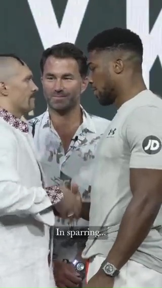 Watch Anthony Joshua playing mind games with Oleksandr Uzyk, as he questions about weakness...after Tyson Fury's advice