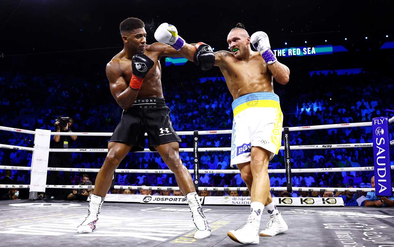 Eddie Hearn reveals the reason Anthony Joshua tore Oleksandr Usyks belts from his ring, before giving a rambling speech about the ring.