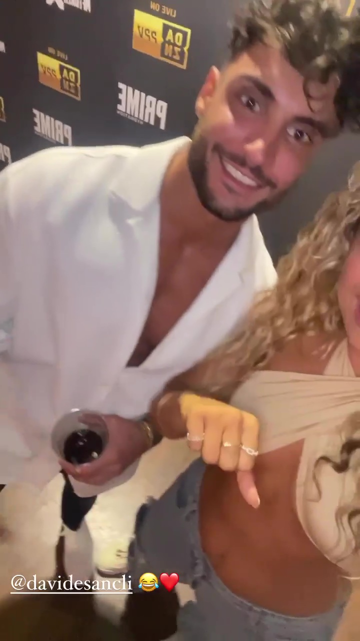 After their double O2 boxing wins, Love Island stars Antigoni and Paige Buxton join KSI's glam party on Thames.