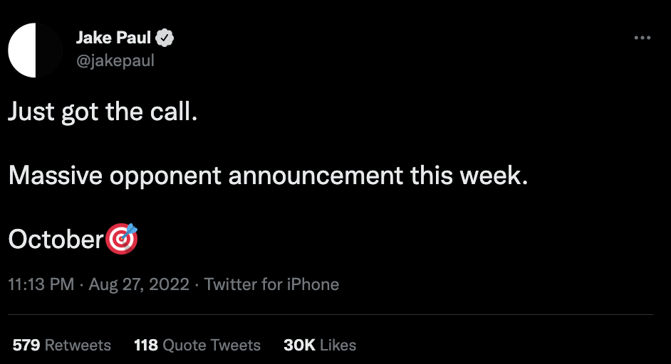 Jake Paul reveals the next fight will be revealed 'next week', after slamming KSI for failing to call him out.