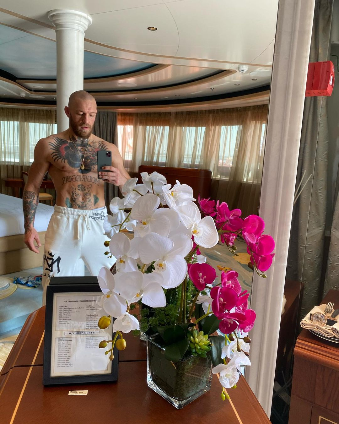 Conor McGregor's luxury yacht, which he took to Fight Island to see Dustin Poirier fight.