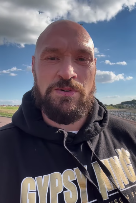 Tyson Fury was spotted running through Morecambe ahead of the Oleksandr Usyk fight.
