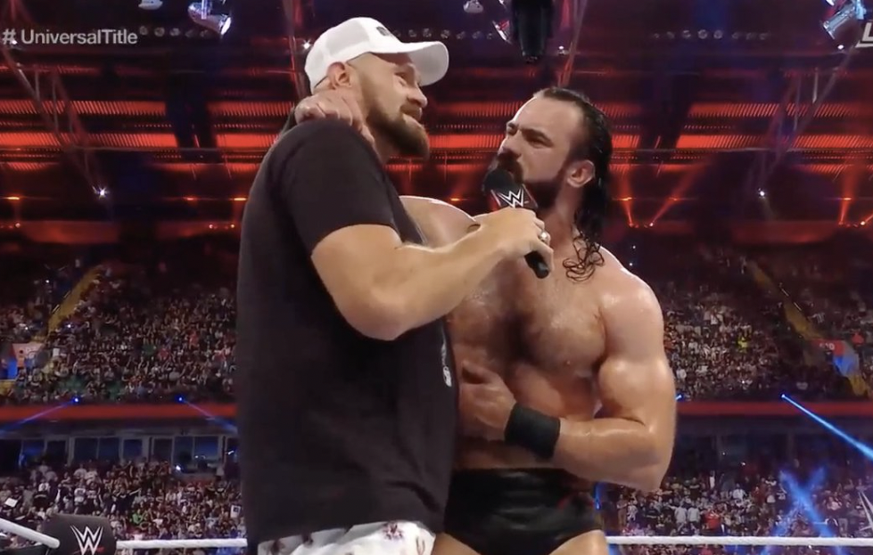 Fans are all saying the same thing when Tyson Fury knocks Theory out at WWE's Clash at the Castle, before Drew McIntyre sings with them
