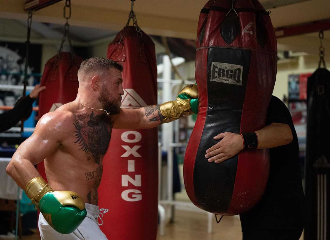 Conor McGregor's incredible body transformation during a boxing workout in preparation for his long-awaited return to the UFC